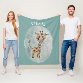 Giraffe Customized Namn Fleecefilt