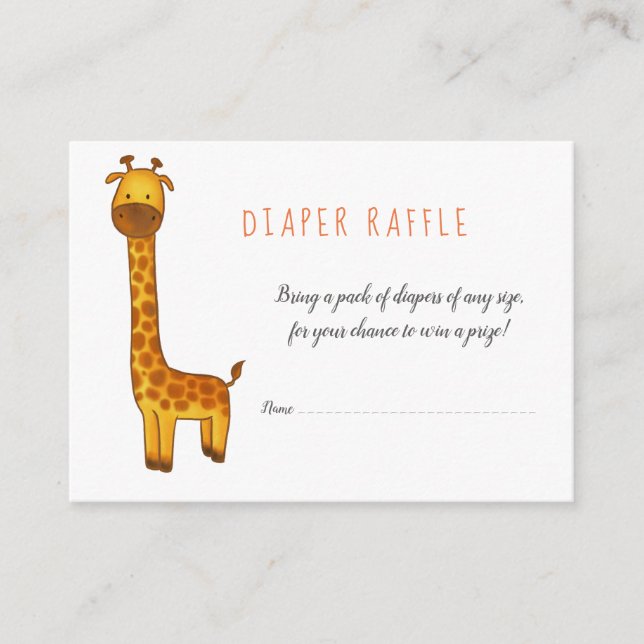 Giraffe Cute Minimalist Baby Shower Diaper Raffle Tilläggskort (Framsida)