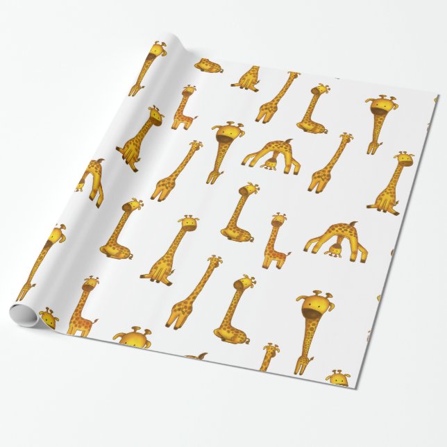 Giraffe Cute Safari Animal Mönster Presentpapper (Utrullad)
