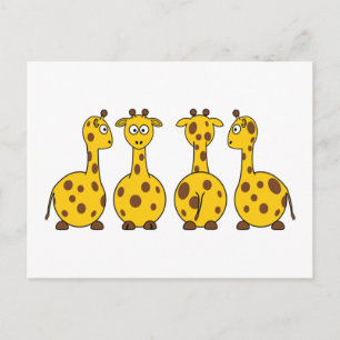 Giraffe Cute Tecknad Vykort