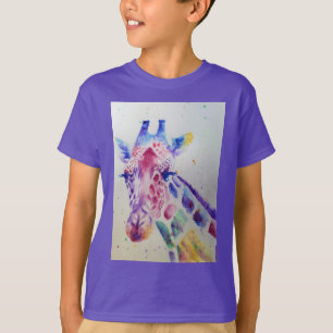 Giraffe Cute Whimsical Watercolor Boys T Shirt