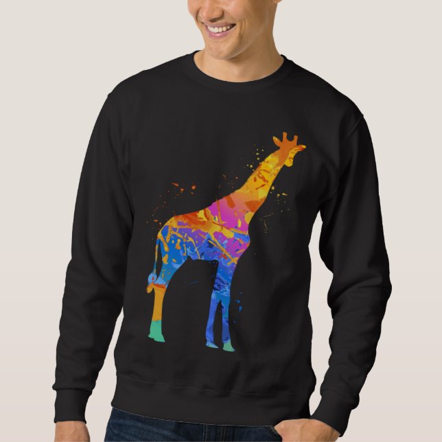 Giraffe Cute Wildlife Animal  Giraffe Graphic Lång Ärmad Tröja (Framsida)