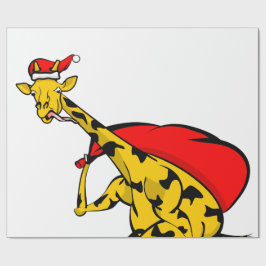 Giraffe cyklar Jultomten jul Presentpapper