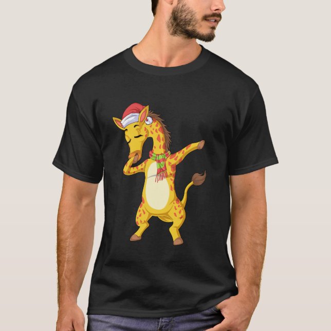 Giraffe dabbing christmas t shirt (Framsida)