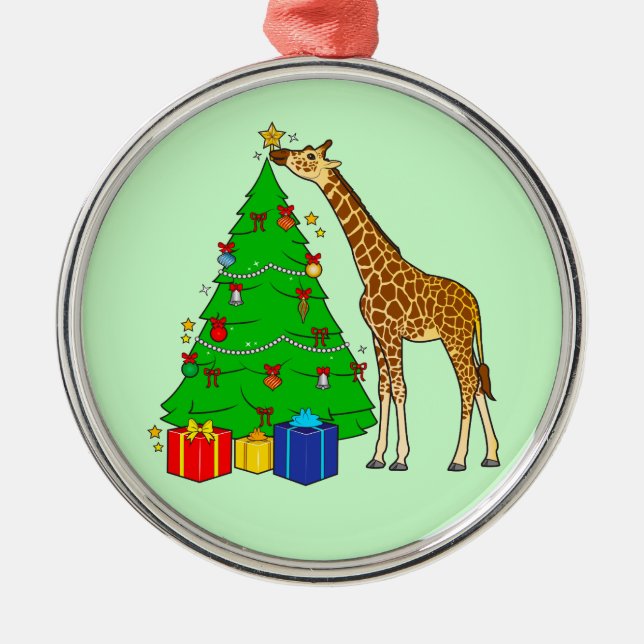 Giraffe Decorating Julgran med Star Julgransprydnad Metall (Framsidan)