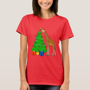Giraffe dekorerar Julgran med Star T Shirt