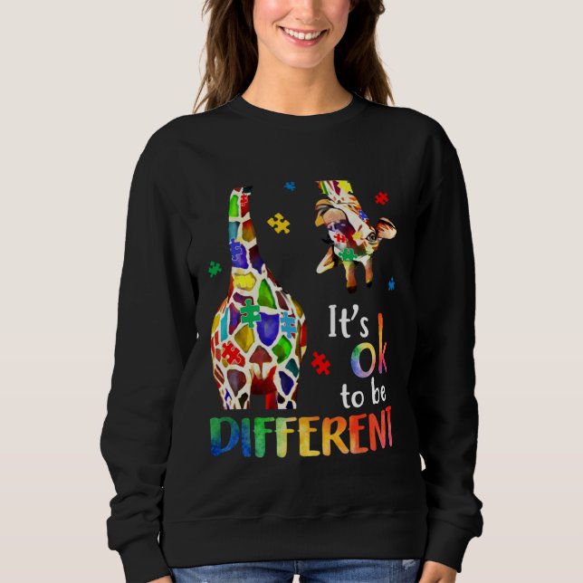 Giraffe Det är ok att vara annorlunda Autism Medve T Shirt (Framsida)