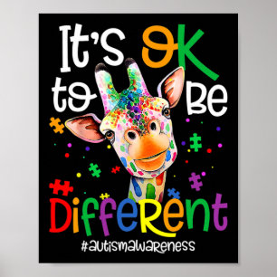 Giraffe Det är okej att vara annorlunda Autism Acc Poster
