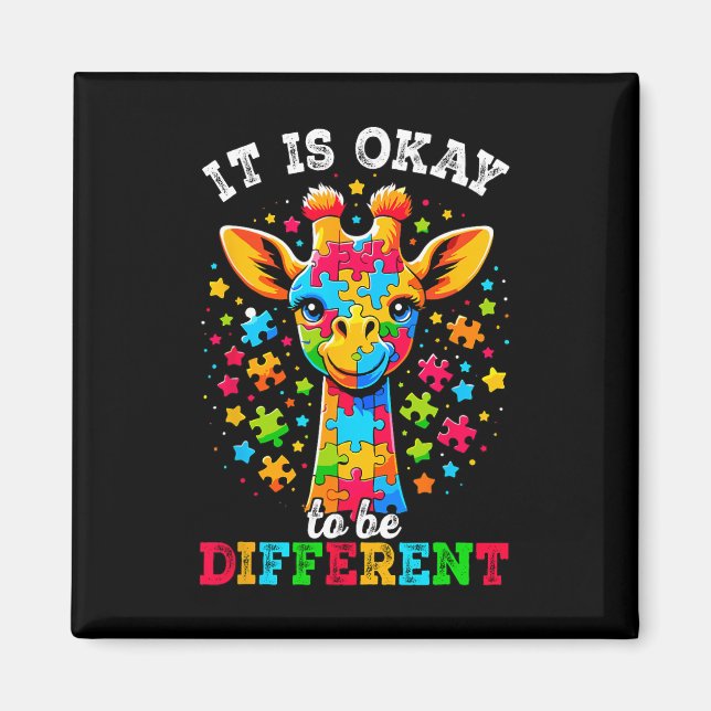 Giraffe, det är okej att vara annorlunda autismmed magnet (Framsidan)
