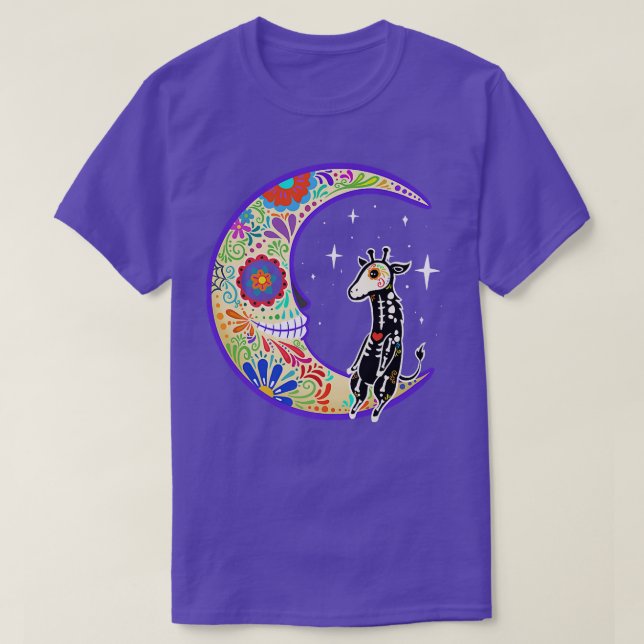 Giraffe Dia de Los Muertos Skeleton  T Shirt (Design framsida)