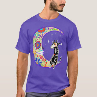 Giraffe Dia de Los Muertos Skeleton T Shirt