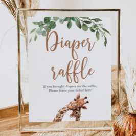 Giraffe Diaper raffle Baby dusch-skylt Poster