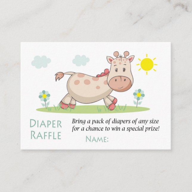 Giraffe Diaper Raffle Biljett (Framsida)