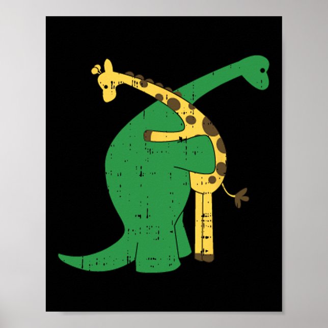 Giraffe Dinosaur Hug Kärlek Dino Animals Safari Ha Poster (Framsidan)