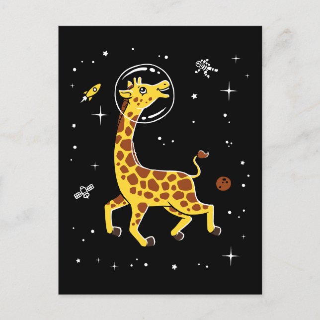 Giraffe-djur i rymden vykort (Framsida)