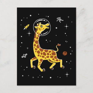 Giraffe-djur i rymden vykort