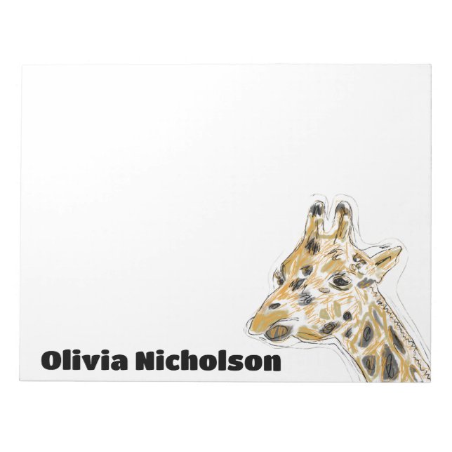 Giraffe Doodle Art Personlig Stationery Anteckningsblock (Framsida)