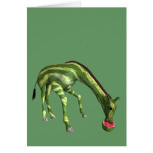 Giraffe Eating Watermelon Hälsningskort