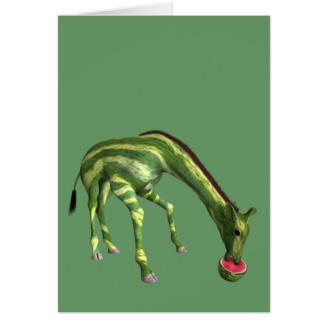 Giraffe Eating Watermelon Hälsningskort (Framsidan)
