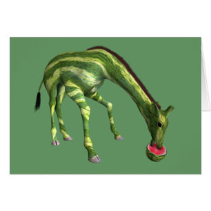 Giraffe Eating Watermelon Hälsningskort