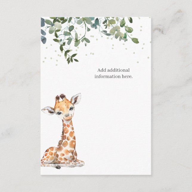 Giraffe Eucalyptus Baby Shower Tilläggskort (Framsida)