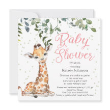 Giraffe Eucalyptus Greenery Rosa Baby Shower
