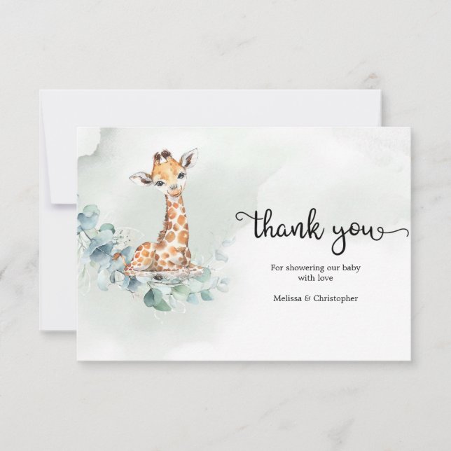 Giraffe eucalyptus greenery wandegenus neutral tack kort (Framsida)