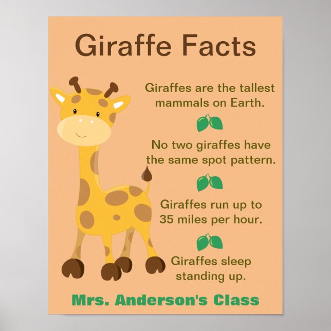 Giraffe Facts Classroom Poster (Framsidan)