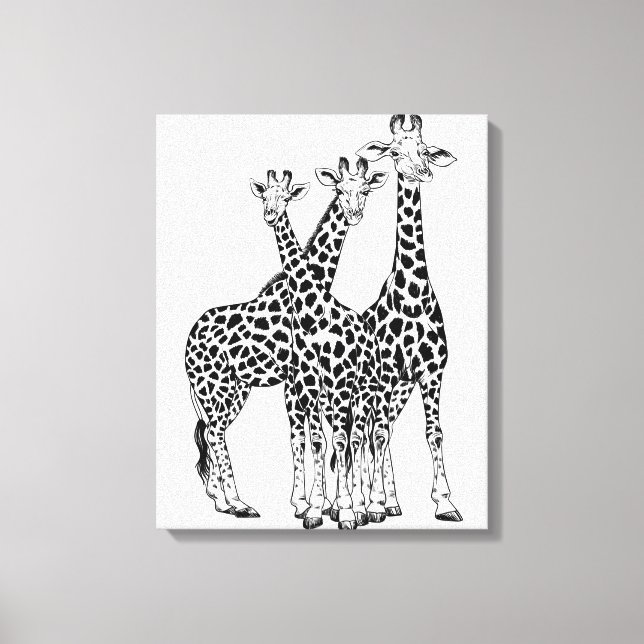 Giraffe-familjen Canvastryck (Framsida)