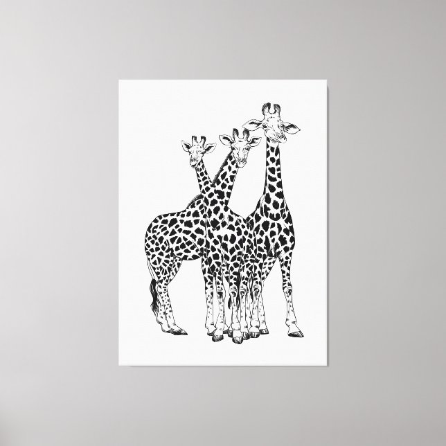 Giraffe-familjen Canvastryck (Framsida)