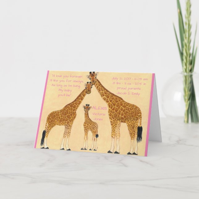 Giraffe-familjen - födelsemeddelande meddelande (Framsida)
