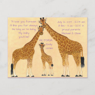 Giraffe-familjen - födelsemeddelande meddelande vykort
