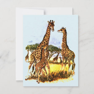 Giraffe-familjen - julkort