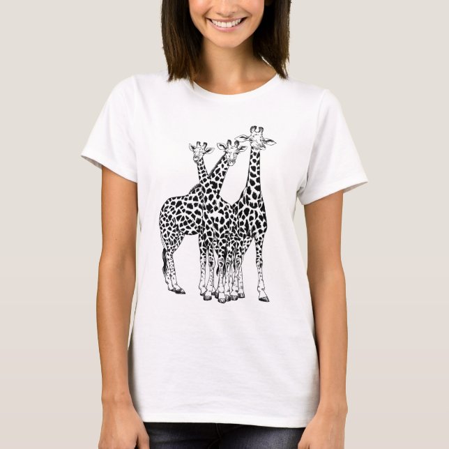 Giraffe-familjen T Shirt (Framsida)