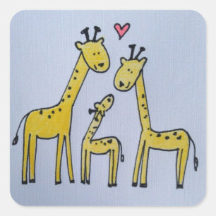 Giraffe Family-dekal Fyrkantigt Klistermärke