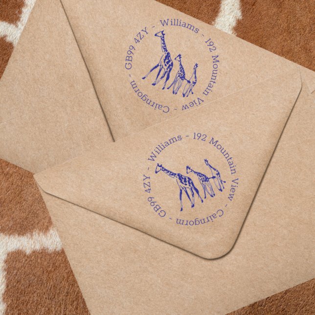 Giraffe Family Home Adress självinking Frimärke Självfärgande Stämpel (Skapare uppladdad)