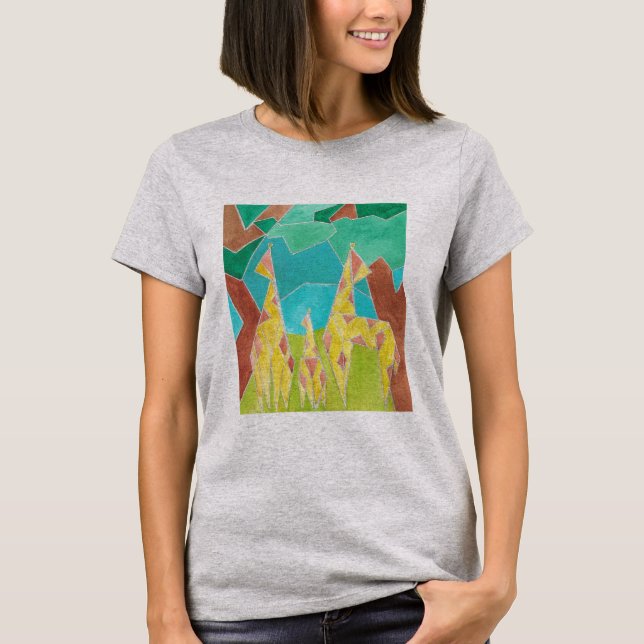 Giraffe Family Original Abstract Art T Shirt (Framsida)