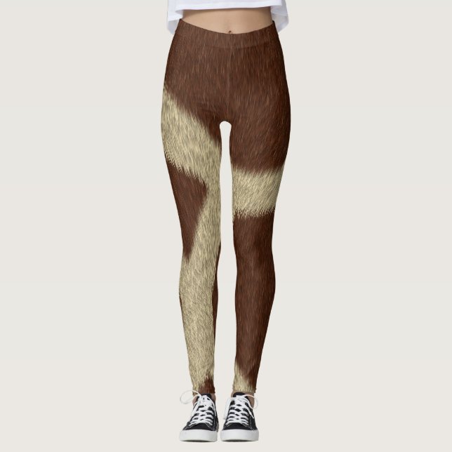Giraffe Faux Päls Print Leggings (Framsida)