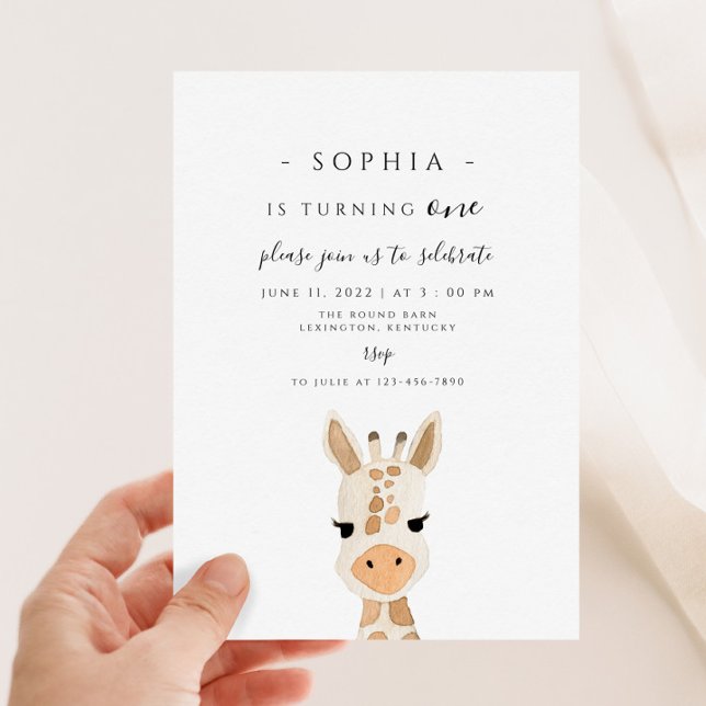 Giraffe First Birthday Inbjudningar (Skapare uppladdad)