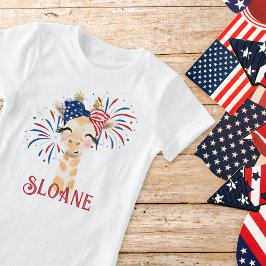 Giraffe Flagga Hårsnodd och Fireworks Personlig T Shirt