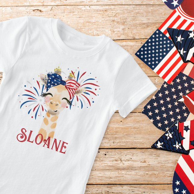 Giraffe Flagga Hårsnodd och Fireworks Personlig T Shirt (Skapare uppladdad)