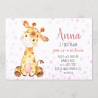 Giraffe Flicka Cute Confetti Rosa födelsedag