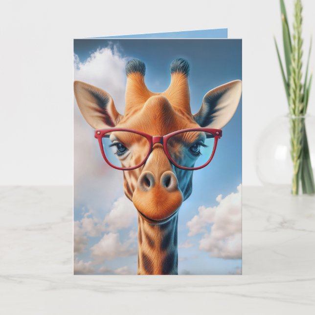 Giraffe, född med rött glas kort (Framsida)