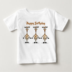 Giraffe Födelsedags Trio En Baby T-Shirt