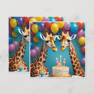 Giraffe-Födelsedagsfest med ballongkummel, Inbjudningar