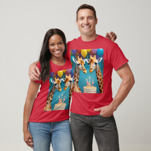Giraffe-Födelsedagsfest med ballongkummel, T Shirt
