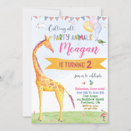 Giraffe födelsedagsinbjudan Safari djle party Inbjudningar