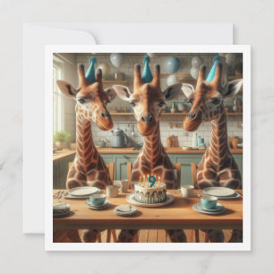 Giraffe födelsedagsinbjudan, zoo-födelsedag inbjud inbjudningar