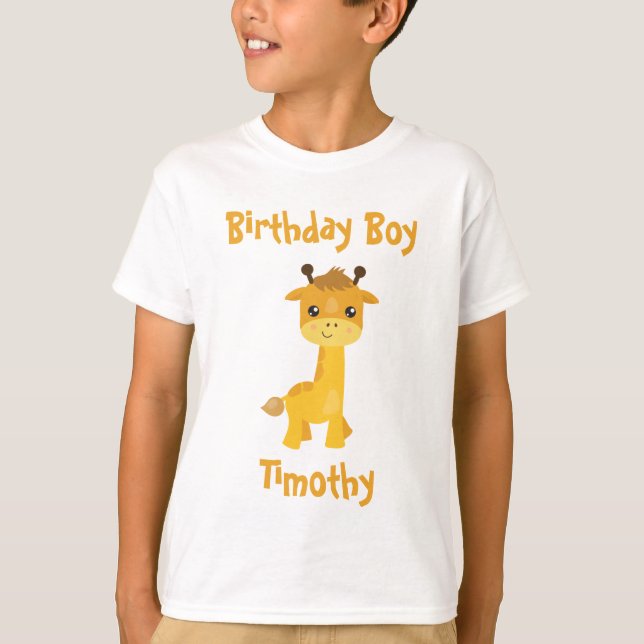 Giraffe for Birthday Boy T Shirt (Framsida)