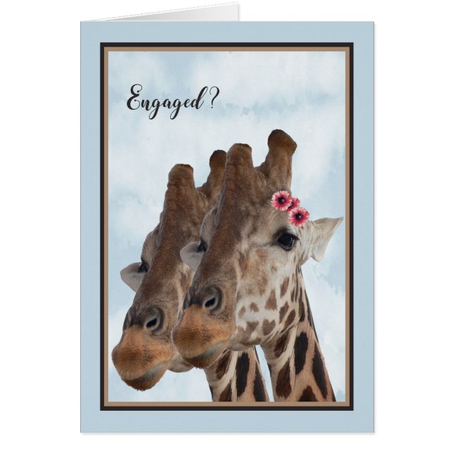 Giraffe Förlovning Card, Zoo Party Hälsningskort (Framsidan)